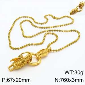 SS Gold-Plating Necklace - KN89144-Z