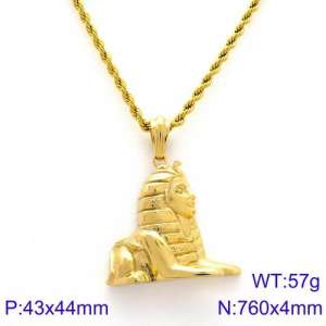 SS Gold-Plating Necklace - KN89366-BDJX