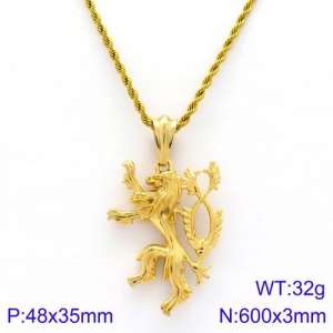 SS Gold-Plating Necklace - KN89369-BDJX