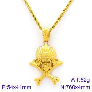 SS Gold-Plating Necklace - KN89372-BDJX