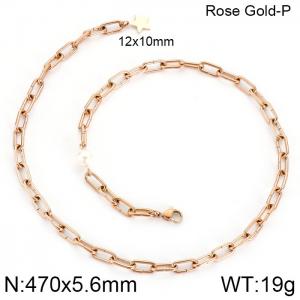 SS Rose Gold-Plating Necklace - KN89569-KFC