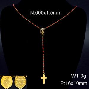 Stainless Steel Rosary Necklace - KN89602-K