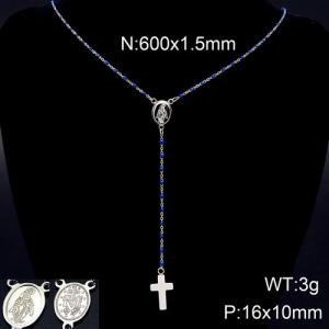 Stainless Steel Rosary Necklace - KN89604-K