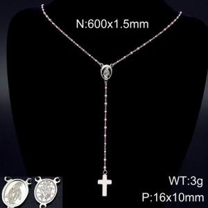 Stainless Steel Rosary Necklace - KN89608-K