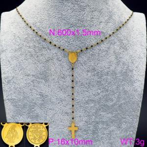 Stainless Steel Rosary Necklace - KN89611-K