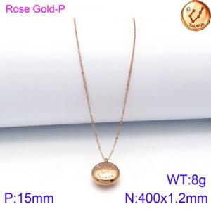 SS Rose Gold-Plating Necklace - KN89774-KFC
