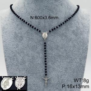 Stainless Steel Rosary Necklace - KN89810-K