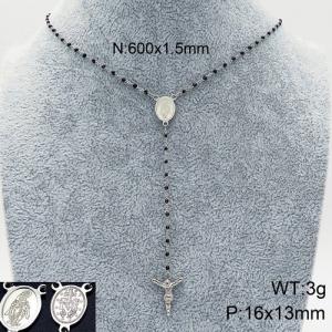 Stainless Steel Rosary Necklace - KN89813-K