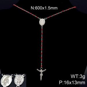 Stainless Steel Rosary Necklace - KN89815-K