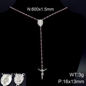 Stainless Steel Rosary Necklace - KN89816-K