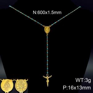 Stainless Steel Rosary Necklace - KN89818-K
