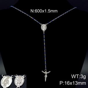 Stainless Steel Rosary Necklace - KN89821-K