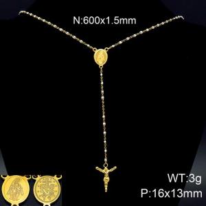 Stainless Steel Rosary Necklace - KN89823-K