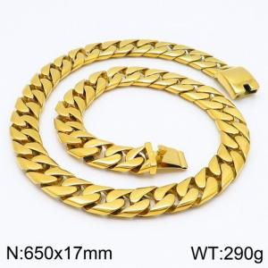 Gold Hip Hop Thick Necklace Men's Personality Cuban Chain Dog Chain - KN89993-BD