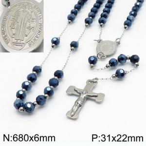 Stainless Steel Rosary Necklace - KN90093-NZ