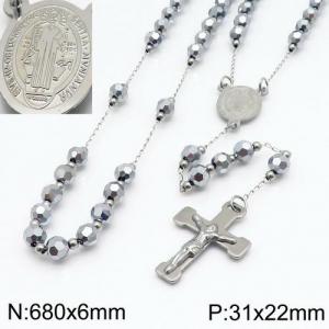Stainless Steel Rosary Necklace - KN90094-NZ