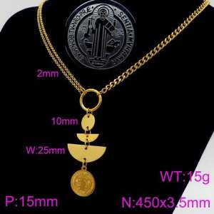 SS Gold-Plating Necklace - KN91447-Z