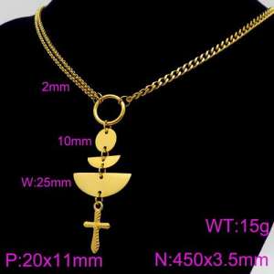 SS Gold-Plating Necklace - KN91448-Z