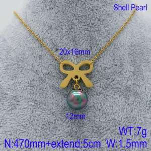 SS Gold-Plating Necklace - KN91601-Z