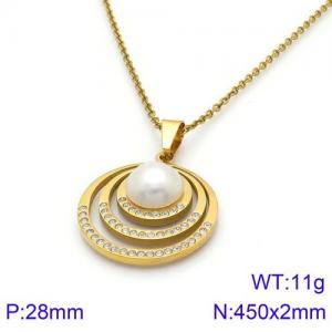 Stainless Steel Stone Necklace - KN91700-K