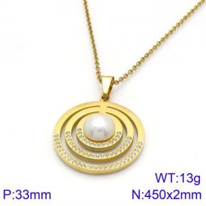 Stainless Steel Stone Necklace - KN91703-K