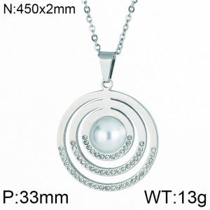 Stainless Steel Stone Necklace - KN91704-K