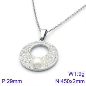 Stainless Steel Stone Necklace - KN91705-K