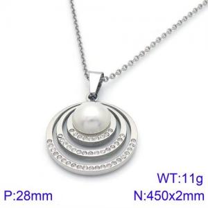 Stainless Steel Stone Necklace - KN91707-K