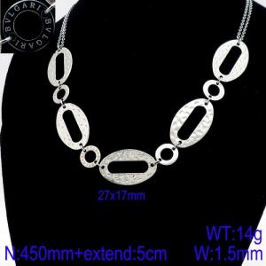 European and American Stainless Steel Hollow Oval Necklace Link Chain Non Fading Jewelry - KN93288-ZC