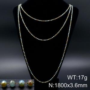 Stainless Steel Stone & Crystal Necklace - KN93549-Z