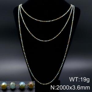 Stainless Steel Stone & Crystal Necklace - KN93551-Z