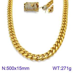 SS Gold-Plating Necklace - KN93820-Z