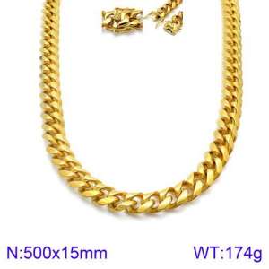 SS Gold-Plating Necklace - KN93837-Z