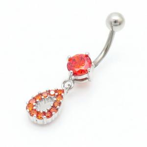 Stainless Steel Diamond Belly Button Ring Red - KNB012-TLS