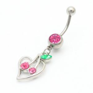 Stainless Steel Diamond  Cherry Belly Button Ring - KNB022-TLS