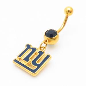 Stainless Steel Diamond  NY Belly Button Ring Gold - KNB034-TLS