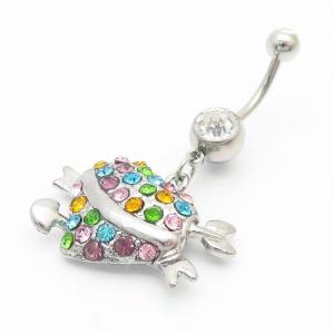 Stainless Steel Diamond  Heart Belly Button Ring Color - KNB036-TLS