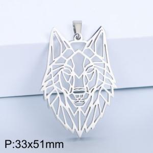 Stainless steel hollow geometric animal wolf head - KP100674-WGDYI