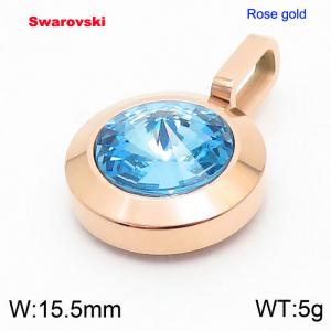 Stainless steel rose gold pendant with swarovski circle stone - KP100709-K