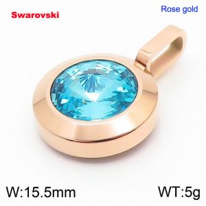 Stainless steel rose gold pendant with swarovski circle stone - KP100715-K