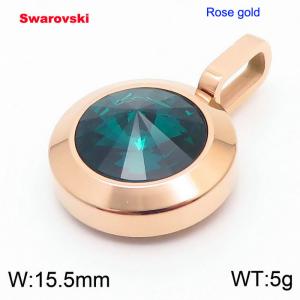 Stainless steel rose gold pendant with swarovski circle stone - KP100716-K