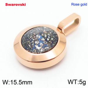Stainless steel rose gold pendant with swarovski circle stone - KP100717-K