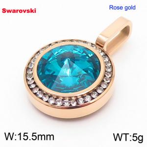 Stainless steel rose gold CZ pendant with swarovski circle ston - KP100755-K