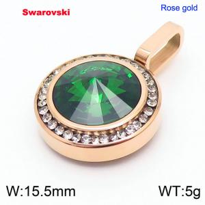 Stainless steel rose gold CZ pendant with swarovski circle stone - KP100760-K
