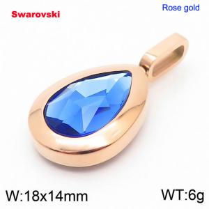 Stainless steel rose gold pendant with swarovski oval stone - KP100780-K