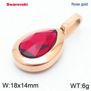 Stainless steel rose gold pendant with swarovski oval stone - KP100781-K