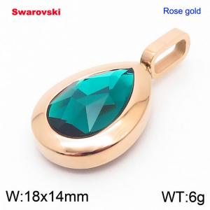 Stainless steel rose gold pendant with swarovski oval stone - KP100782-K