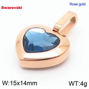 Stainless steel rose gold heart shape pendant with swarovski stone - KP100790-K