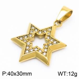 Stainless steel classic shiny crystal hexagonal star pendant - KP109174-KJX