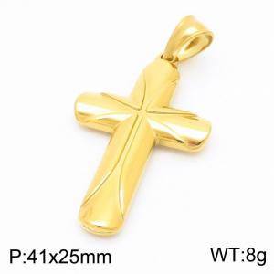 Fashionable and minimalist stainless steel curved pattern cross pendant - KP115480-Z